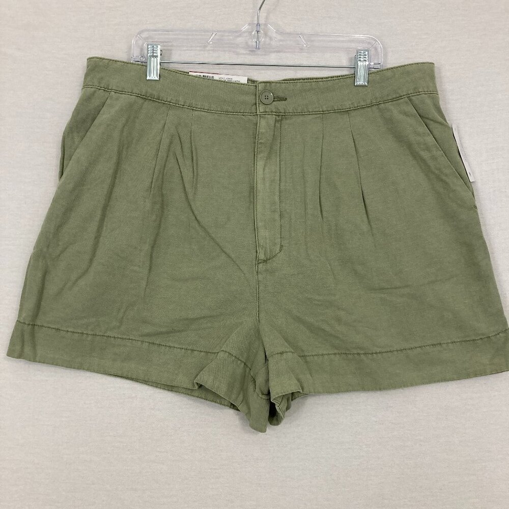 New Joie Sage Green Linen Blend High Rise Pleated‎ Shorts XL